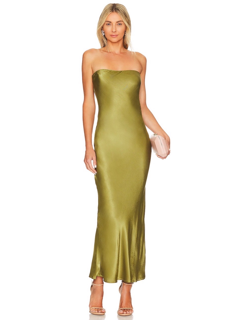 Sndys Revolve Angel Strapless Midi Dress In Olive, Size S